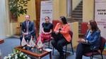 Hugo en el foro Intercambio de Buenas Prácticas por la Igualdad Laboral junto a Jazmín Gómez y María de las Nieves Aceves.