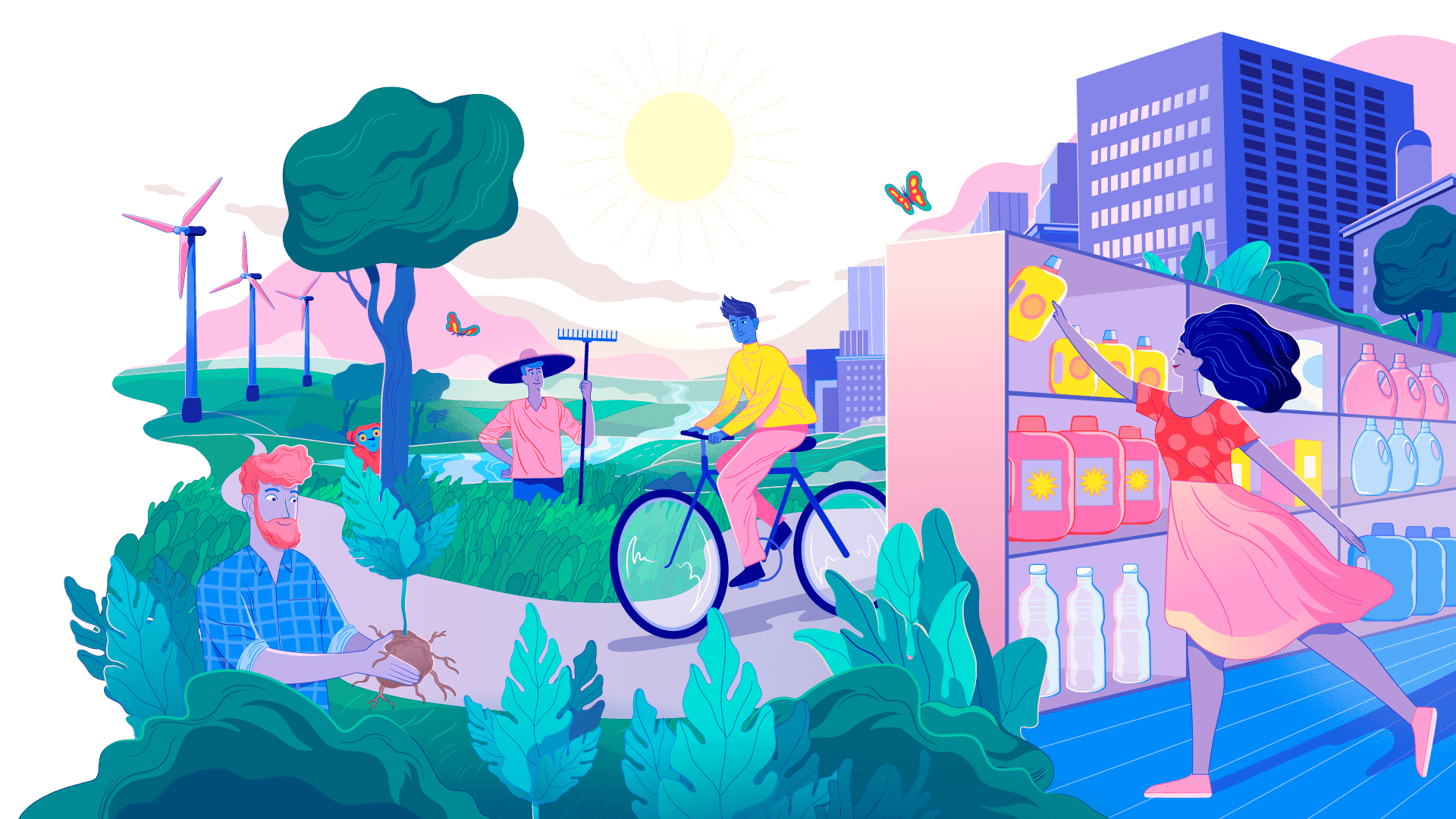 Una ilustración de acciones sostenibles